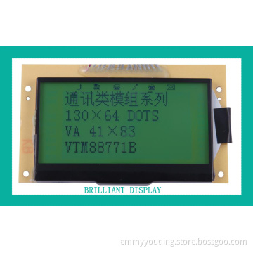 Stn Yellow-Green Transmissive130 X 64 Dots LCD Display Module with RoHS Approval (VTM88771B)